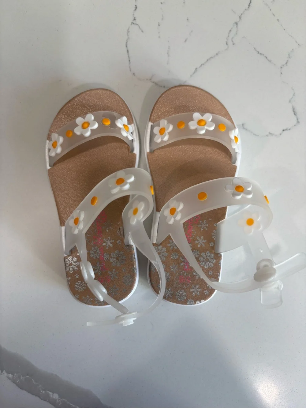 White Daisy Jelly Sandals for Kids